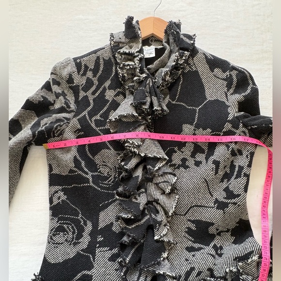 Diane Von Furstenberg Black and White Textured Blazer Jacket - Picture 4 of 8